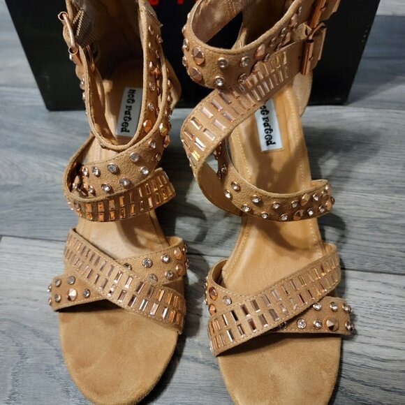 Not Rated Serpentina Rose Gold Embellished Wedge Sandal. Size 9. Worn once. - Picture 4 of 10